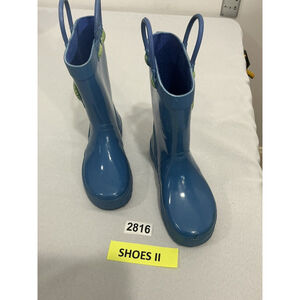 Kids 29 Blue Frog Accent Size 10-11 Pull On Rubber Rain Boots